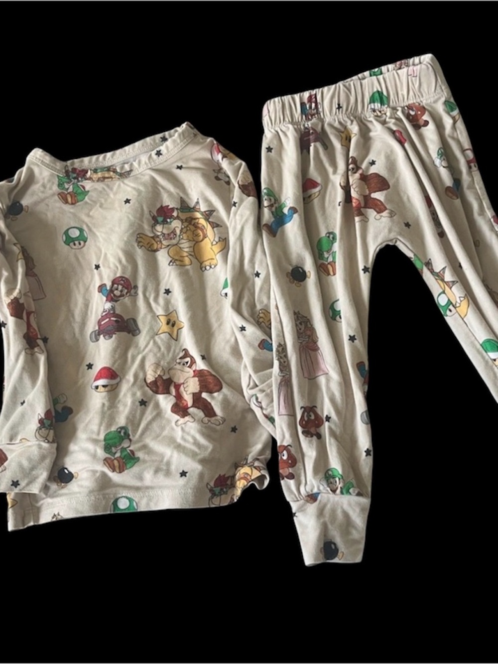 Kids Super Mario Character Beige Pajama Set